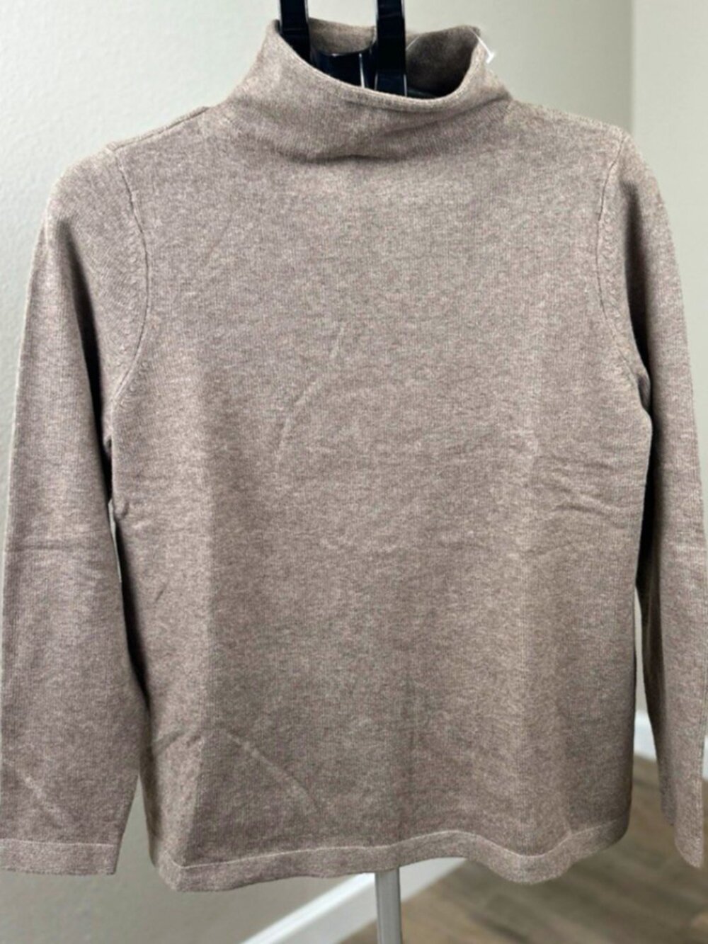J.Jill Women’s M Brown Taupe Turtleneck Knit Pullover Sweater Cotton Blend
